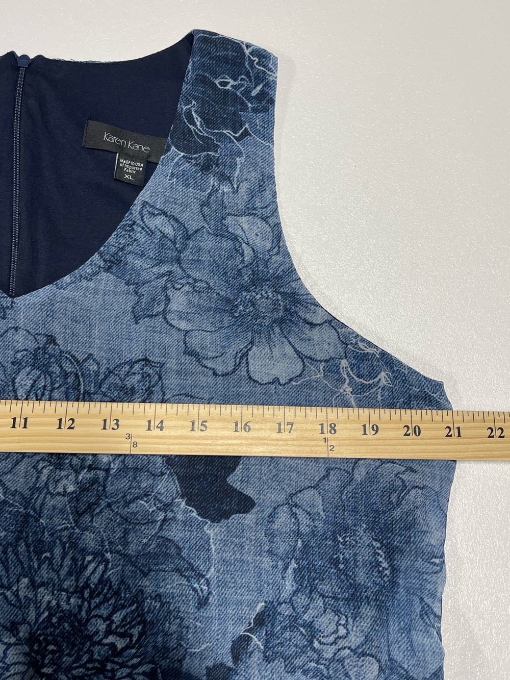 KAREN KANE Sleeveless Blue Floral Shift Dress Women’s XL - Picture 12 of 14